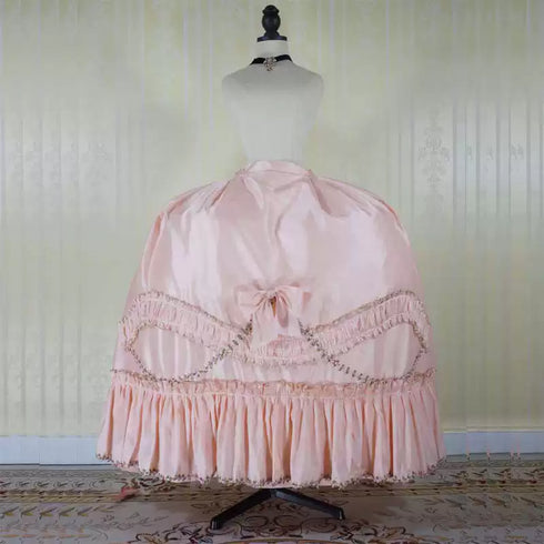 Cream Floral Rococo Marie Antoinette Dress with Pink Accents - 18th Century Ball Gown - Plus Size